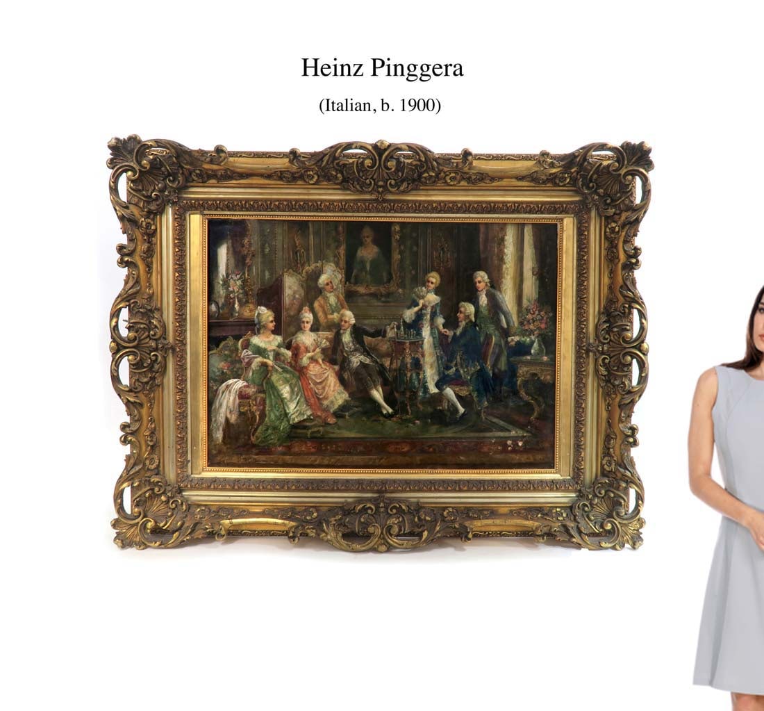 Italian Oil on Canvas By Heinz Pinggera, Signed: Italian Oil on Canvas Painting By Heinz Pinggera, Signed. 44" x 34"