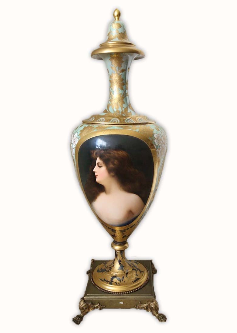 A Large 19th Century Royal Vienna Hand Painted Vase: A Large 19th Century Austrian Royal Vienna Hand Painted Porcelain Vase. Mint condition. H 33"