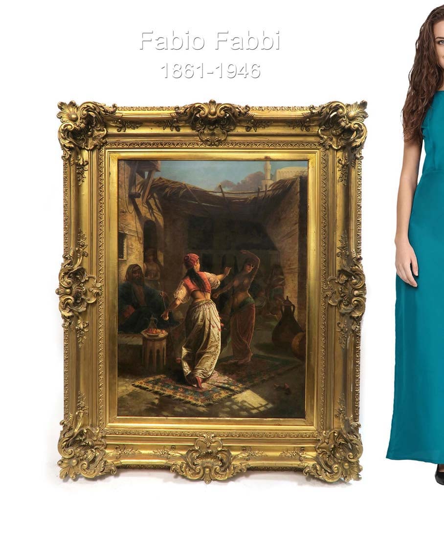 Oil on Canvas, Fabio Fabbi (Italian, 1861-1946): oil on canvas Fabio Fabbi (Italian, 1861-1946), signed "F. Fabbi". Frame: 55" x 44", Painting: 39.5" x 29"