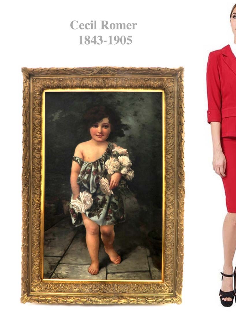 GOOD MORNING Oil/Canvas, 1886, Cecil Romer Signed/Dated: Cecil Romer (American, 1843-1905), Portrait of a Girl (GOOD MORNING), 1886, oil on Canvas, signed and dated. Frame: 48" x 33.5", Painting: 40.5" x 24.5"