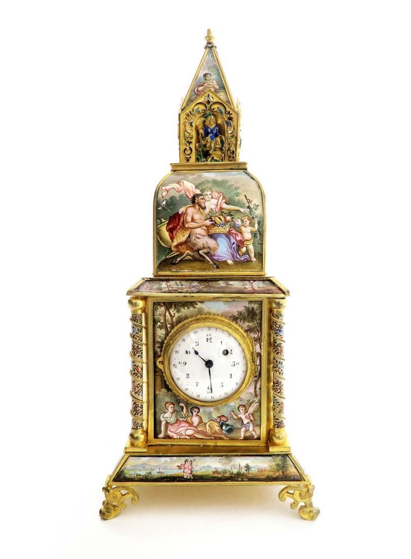 A Large Viennese Enamel Clock - 2