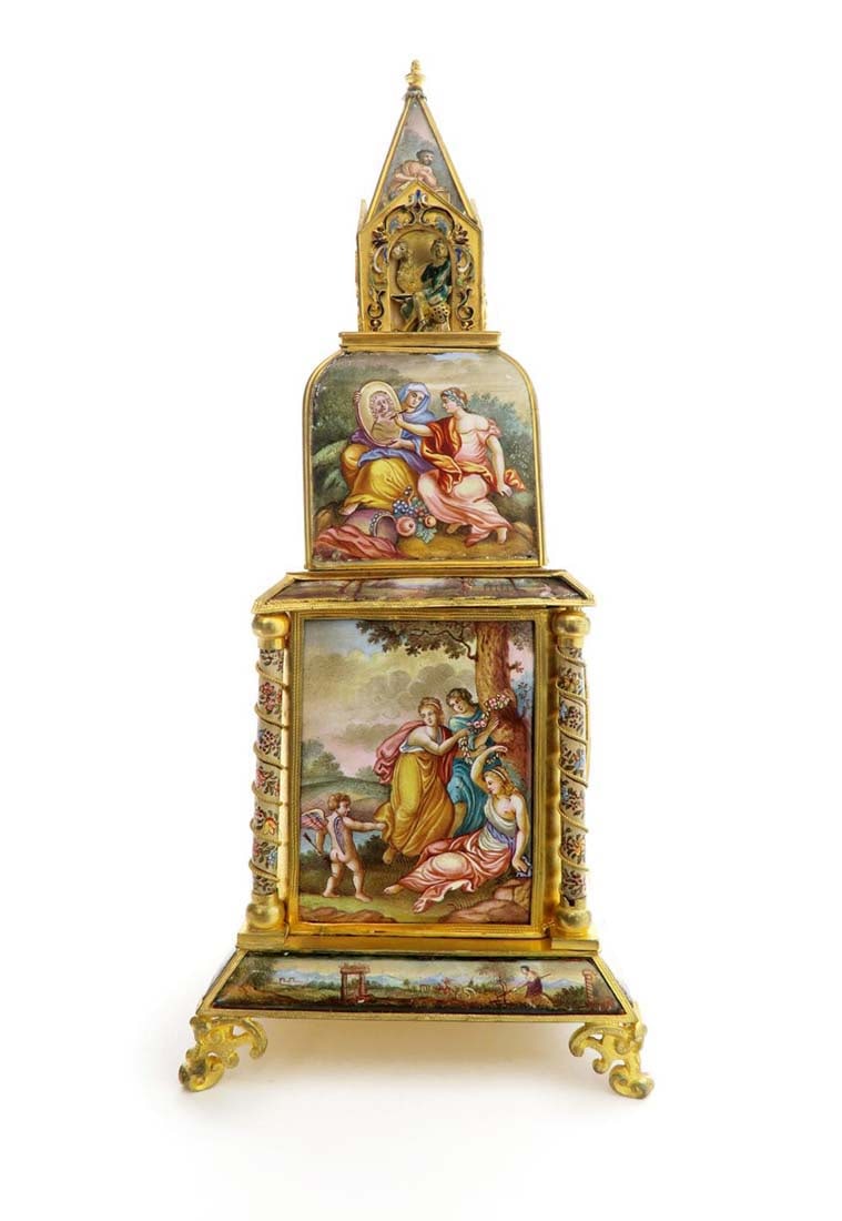 A Large Viennese Enamel Clock - 4