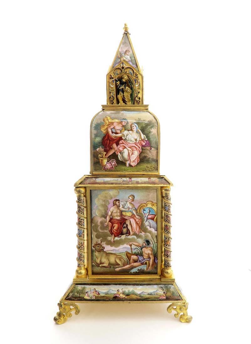 A Large Viennese Enamel Clock - 6