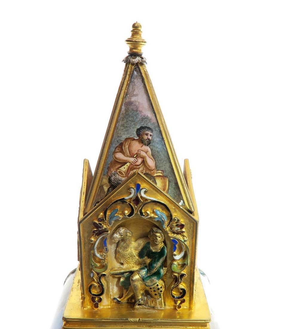 A Large Viennese Enamel Clock - 8
