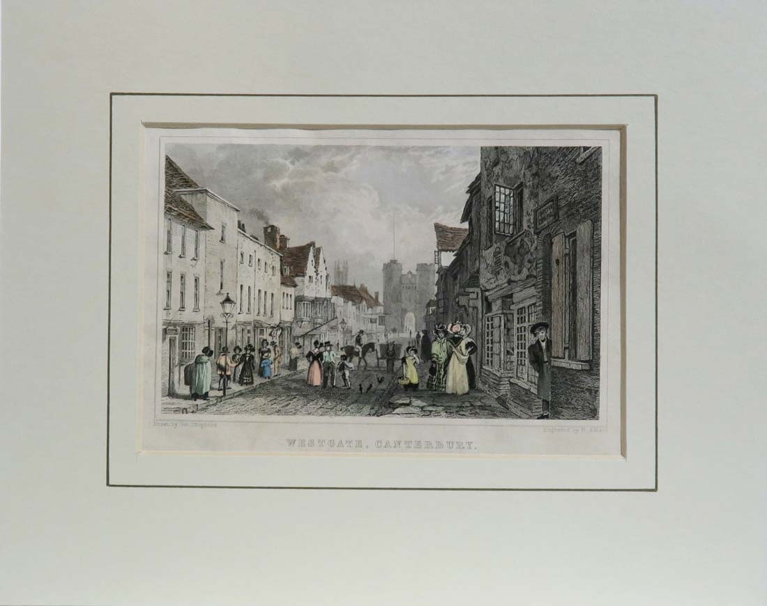 19th C. Westgate Canterbury engraved by H.Adlard (1 of 3)