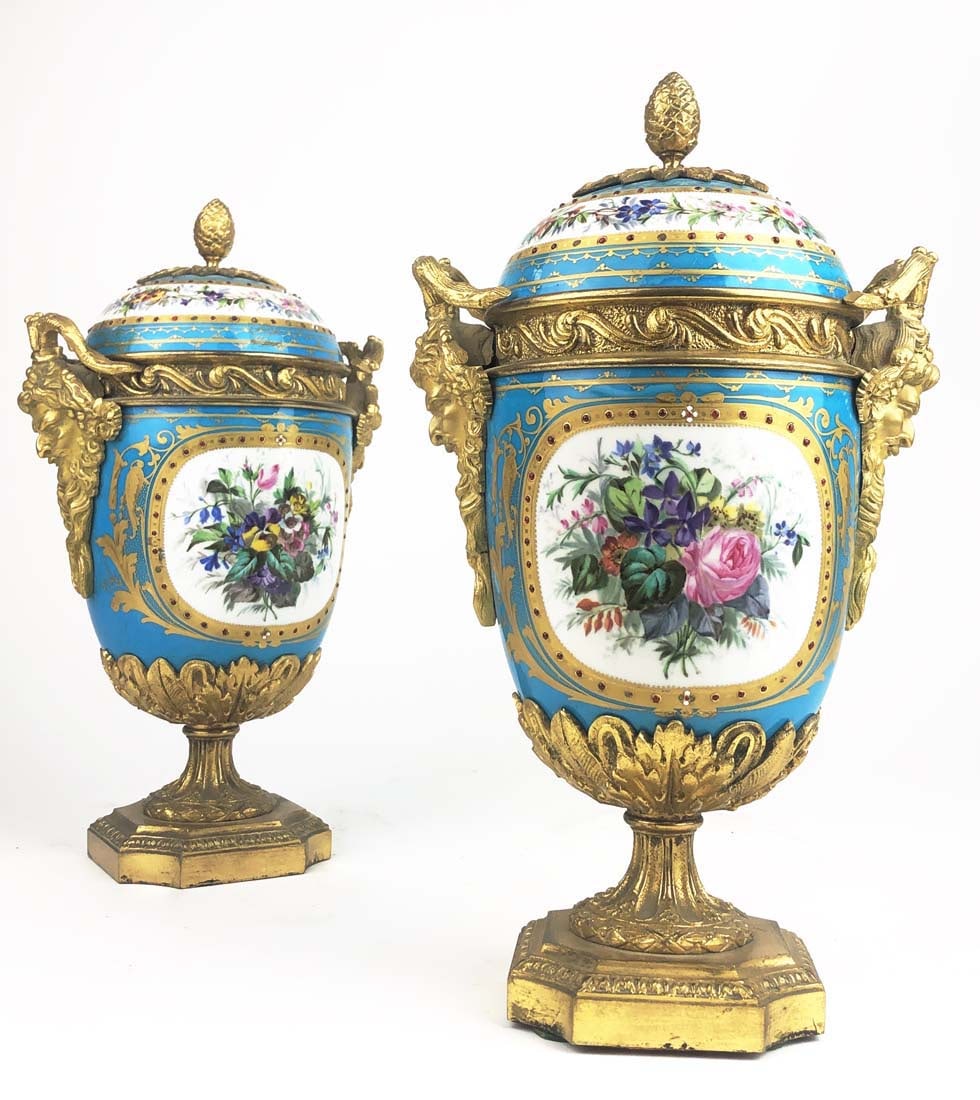 A Pair of French Sevres Porcelain & Bronze Vases - 2