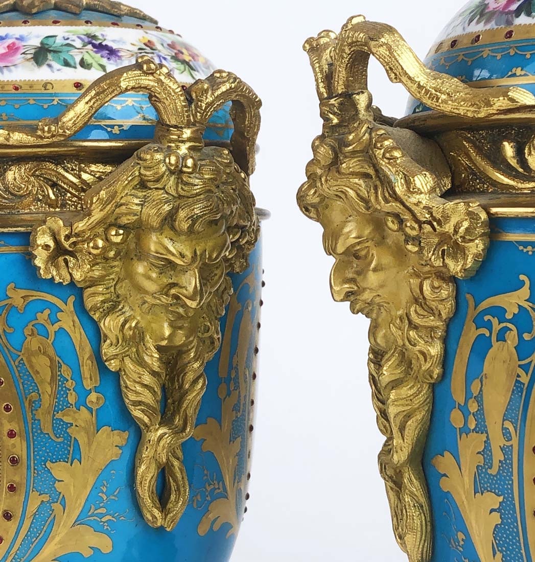A Pair of French Sevres Porcelain & Bronze Vases - 3
