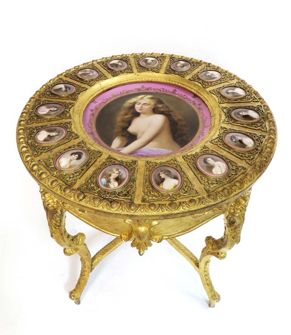 Large Royal Vienna Center Table W/Porcelain Plaques - 2