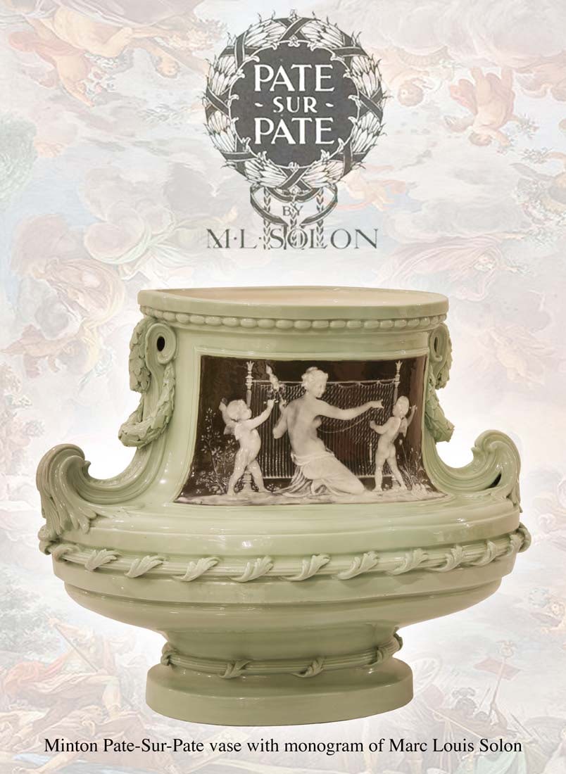 19th C. Minton Pate-sur-Pate W/ Monogram of Marc Louis Solon Vase (1 of 1)
