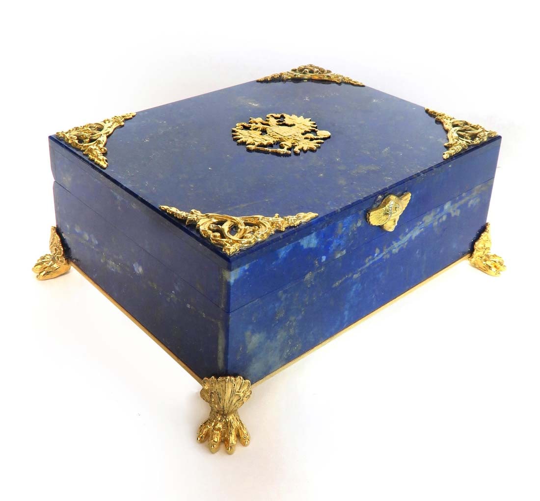 A Russian Bronze Mounted Lapis Jewelry Box (1 of 1)
