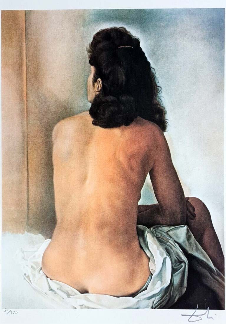 Gala Nude in the invisible Mirror, A Salvador Dali Limited Edition Lithography Print: Gala Nude in the invisible Mirror, A Salvador Dali Limited Edition Lithograph Print, Imitation Signed (not signed by Dali personally) and numbered by hand (#118/350). Printed on 300 gram heavy cream L