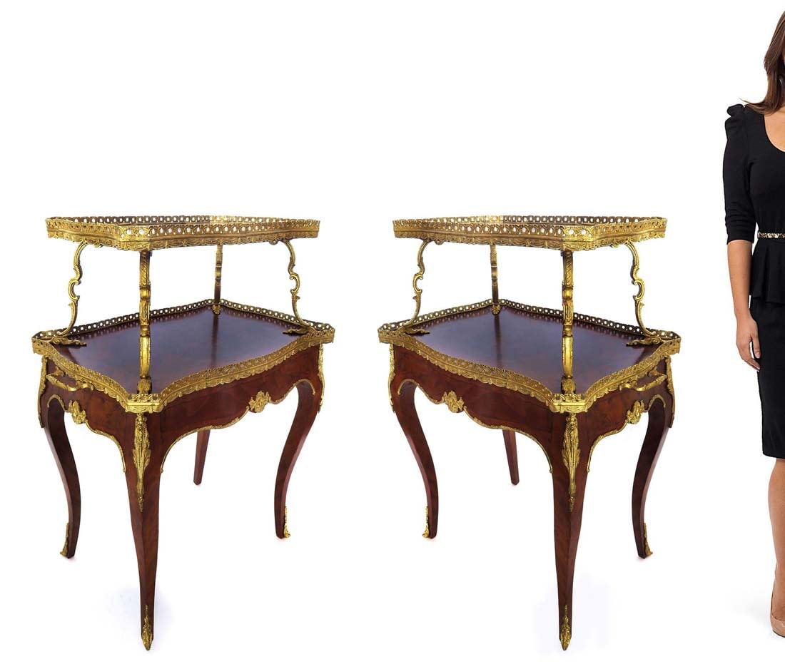 Pair of 19th C. French Bronze Mounted Tea Tables (1 of 3)