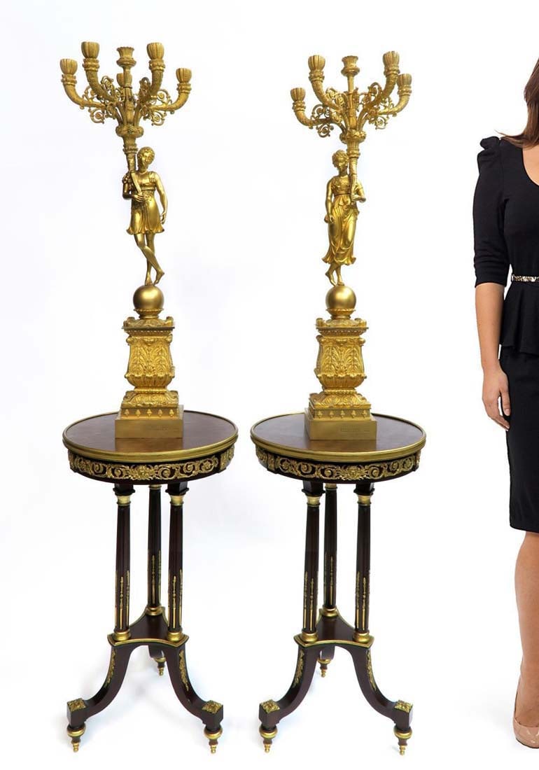 Pierre P. Thomire Pair of Empire Candelabras, Signed (1 of 9)