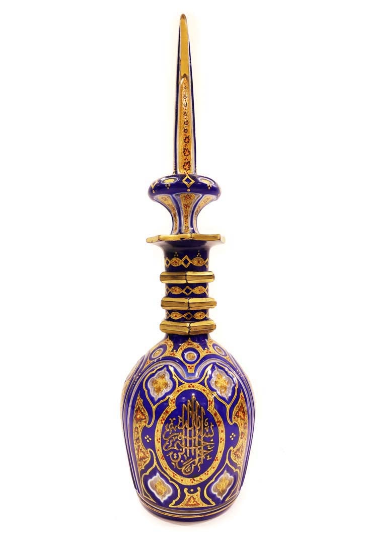Rare/Fine 19th C. Islamic Bohemian Crystal Covered Decanter: Rare/Fine 19th C. Islamic Bohemian Crystal Covered Decanter. H 22"