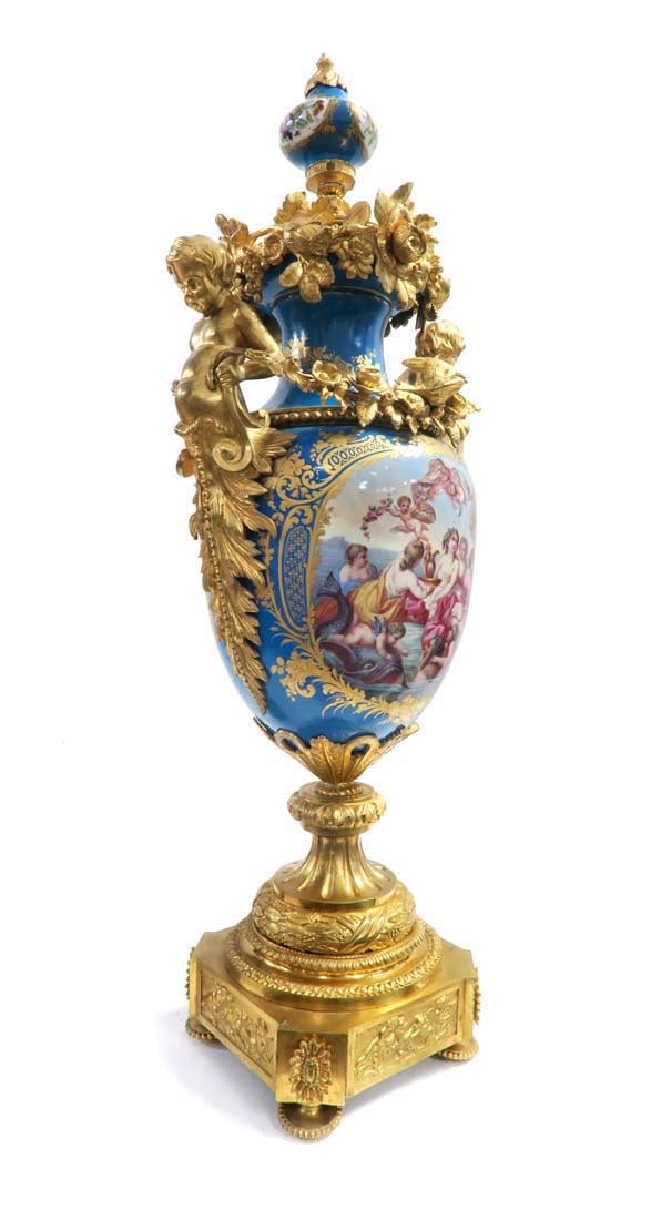 A Pair of Large 19th C. Sevres Hand Painted Bronze Figural Vases - 6