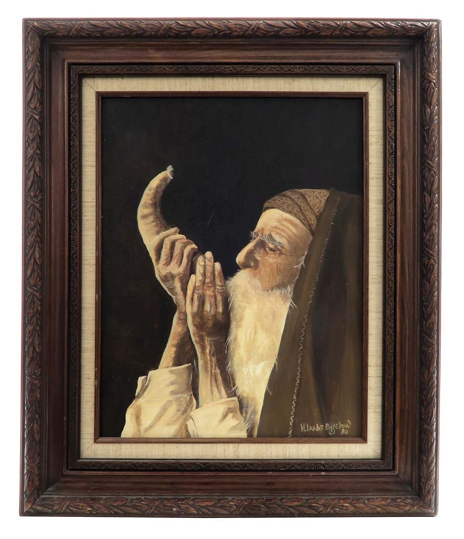Rabbi Blowing the Shofar Oil on Canvas by Bigelow (1 of 5)