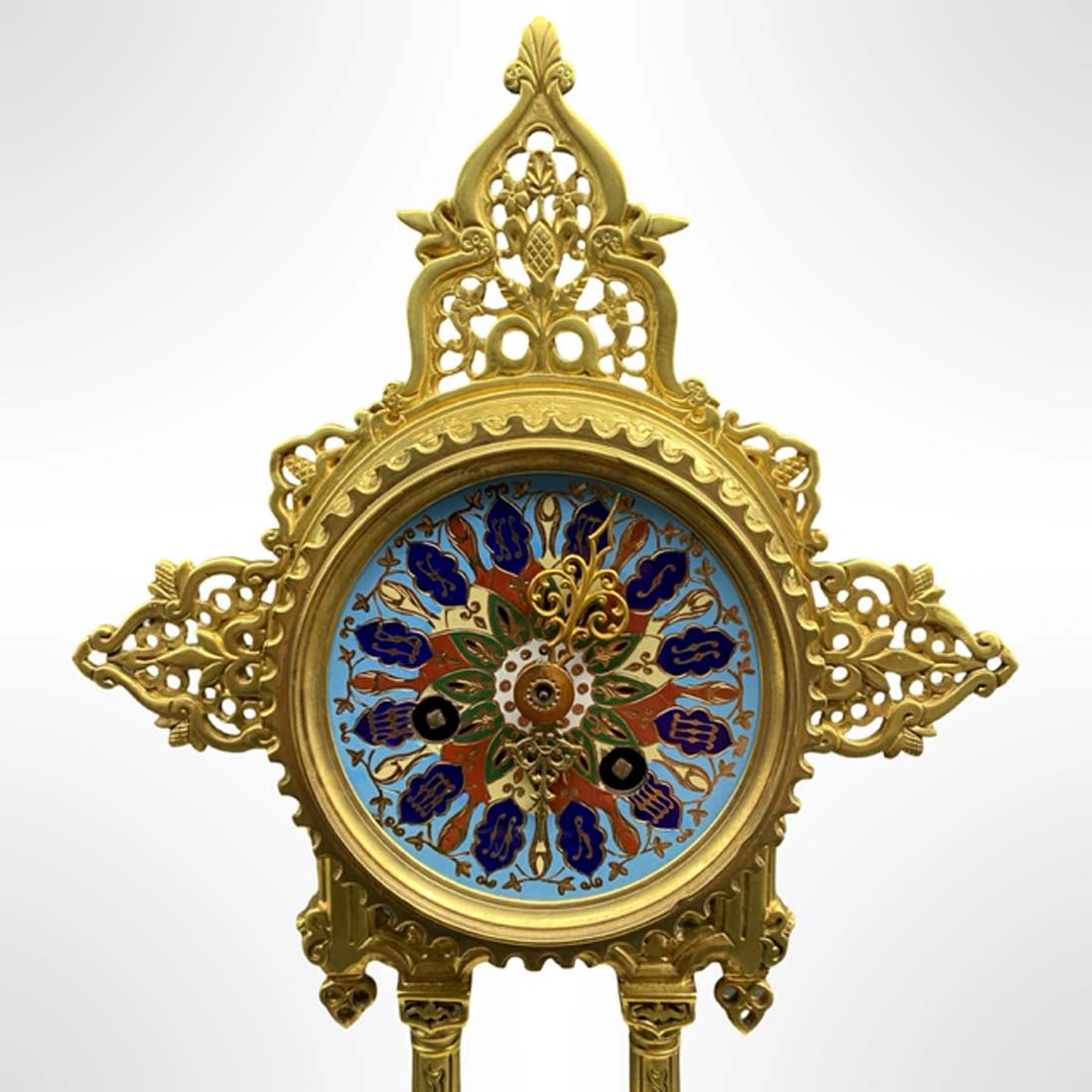 19th C. French Champleve Bronze Onyx Clock Set - 4