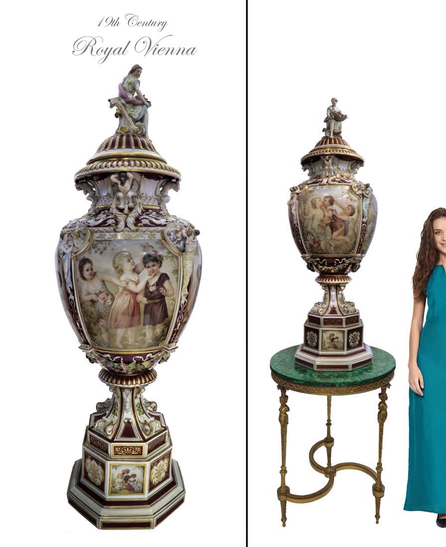 19th C. Monumental Royal Vienna Figural Lidded Vase (1 of 5)