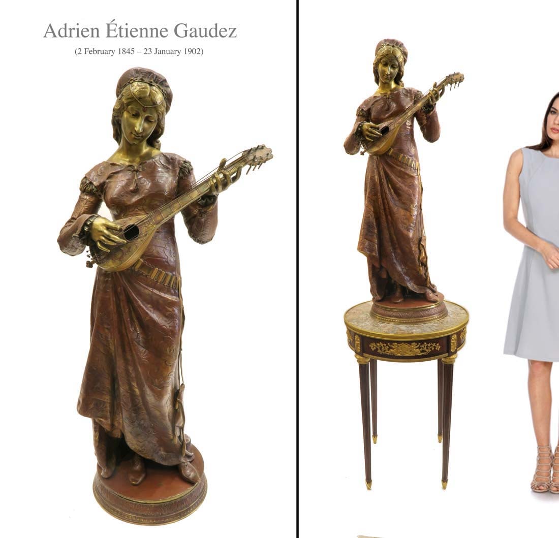 Adrien Etienne GAUDEZ (1845-1902) Bronze Sculpture H42": Adrien Etienne GAUDEZ (1845-1902) bronze sculpture. H 42". NOTE: The base is NOT included! About Artist: Adrien Etienne Gaudez was a French artist known for his figurative bronze sculptures,