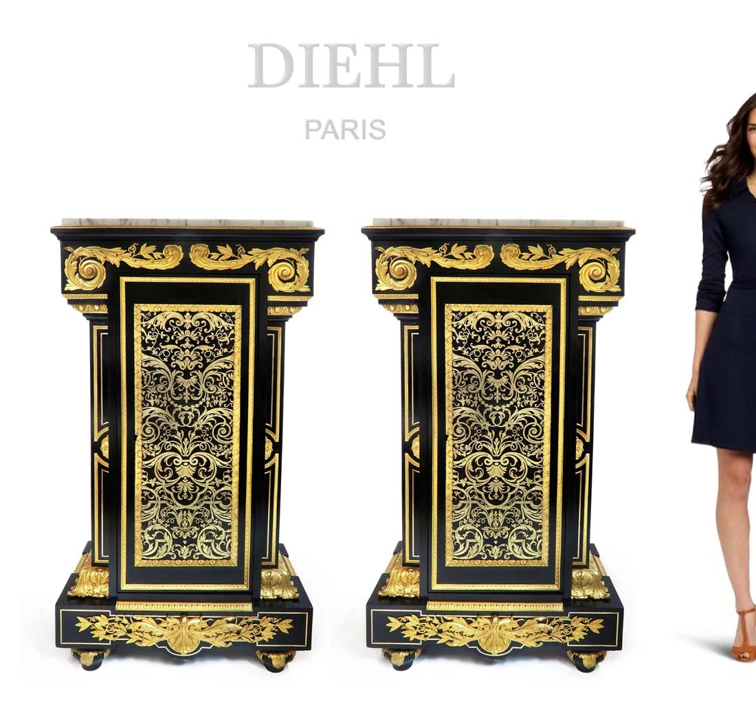 Important Pair of Pedestals by Charles-Guillaume Diehl: An Important Pair of Pedestals by Charles Guillaume Diehl the lockplate signed "DIEHL / PARIS / 19 r. Michel-le-Comte". About Artist: DIEHL CHARLES-GUILLAUME (1811-1885, German) Considered among the m