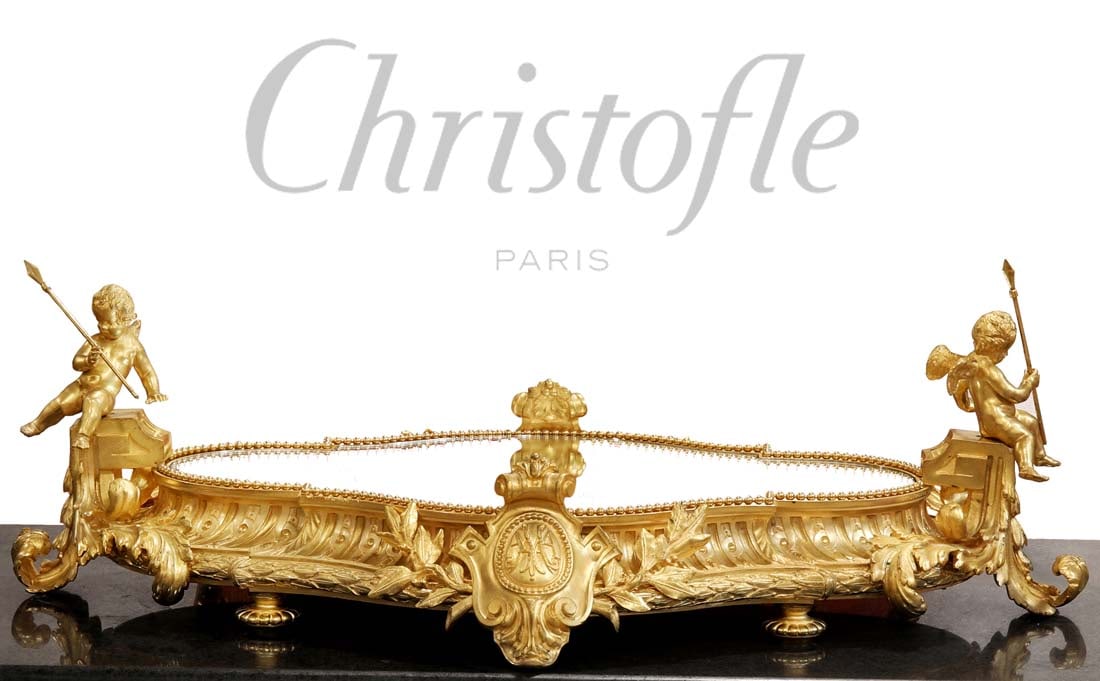 A Large 19th C. French Christofle Figural Gilt Bronze Centerpiece/Plateau - 2