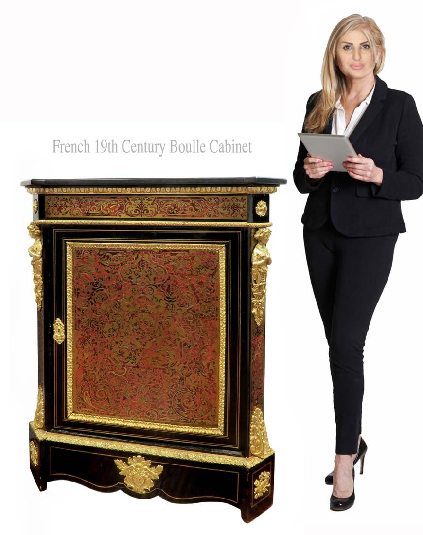 19th C. French Napoleon III Boulle Cabinet: 19th C. French Napoleon III Boulle Cabinet. 35" x 16.1/2" x H 43"