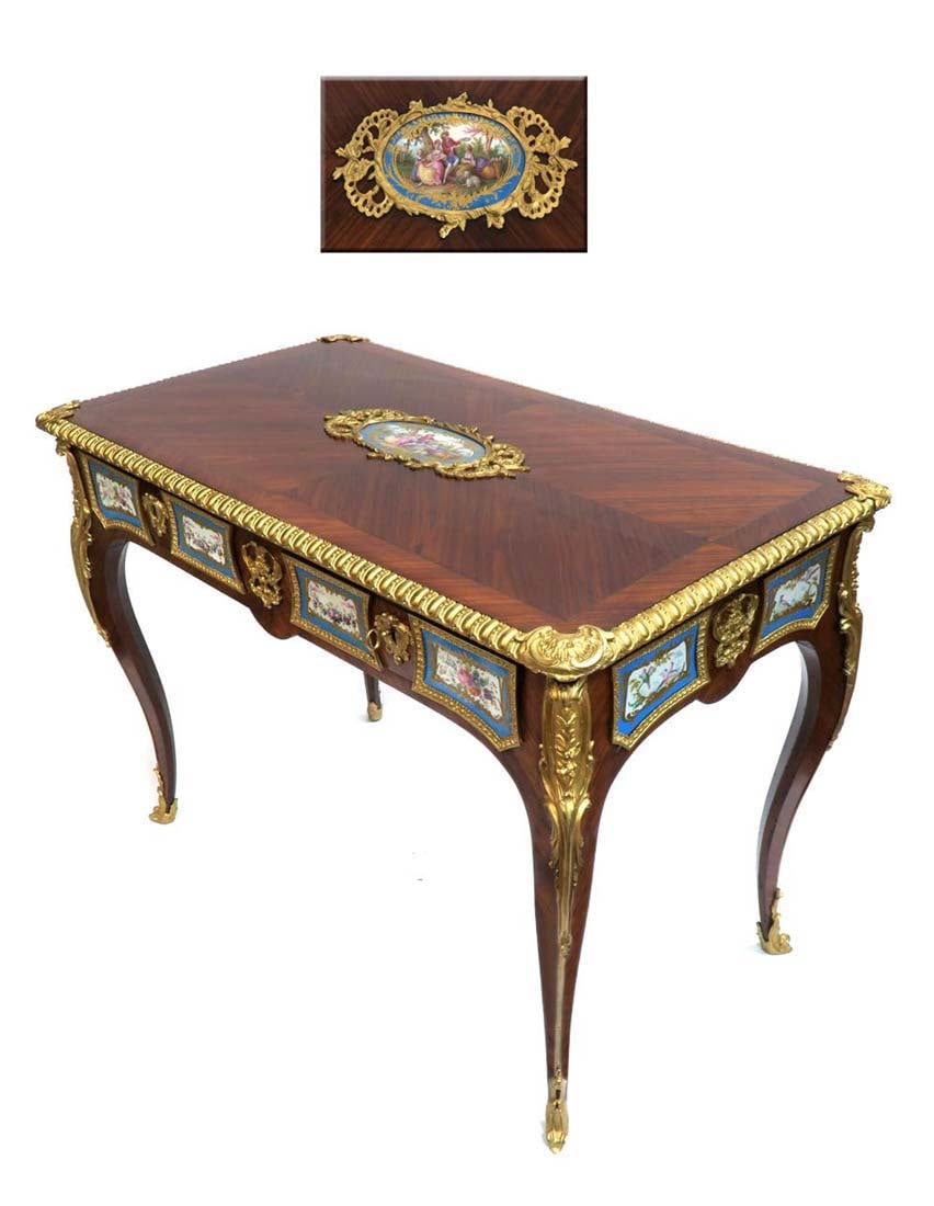 Louis XV Style Gilt Bronze & Sevres Mounted Ladies Desk (1 of 6)