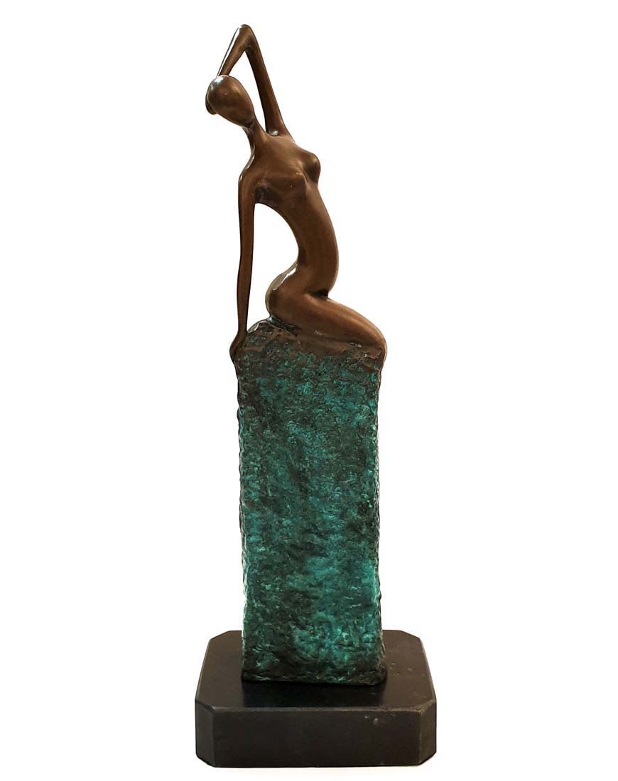 Seated Nude, A. Vitaleh Modern Abstract Bronze statue: Seated Nude, An Original Modern Art Abstract Bronze Figurine on marble base. Contemporary sculptor Aldo Vitaleh Signed. Weight: 7 lbs, Total size: H 13.5" x 4.5" x 3.5"