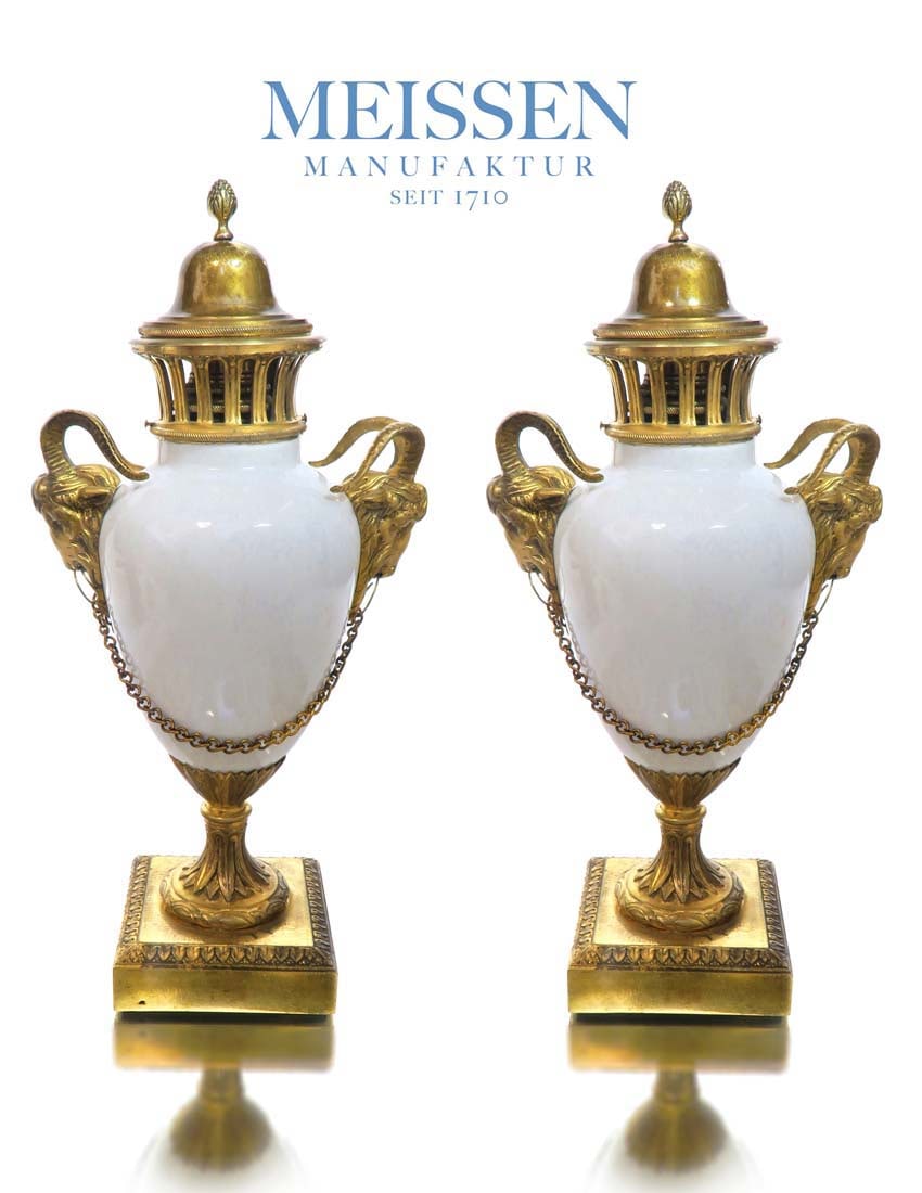 A Pair of 19th C. Meissen Figural Bronze Porcelain Vase (1 of 1)