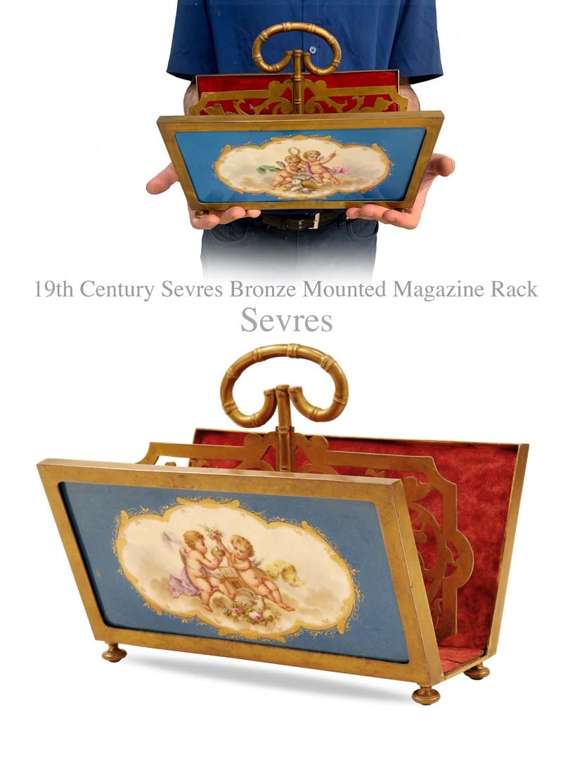 19th C. French Sevres Bronze Mounted Magazine/Envelope/Paper Rack (1 of 1)