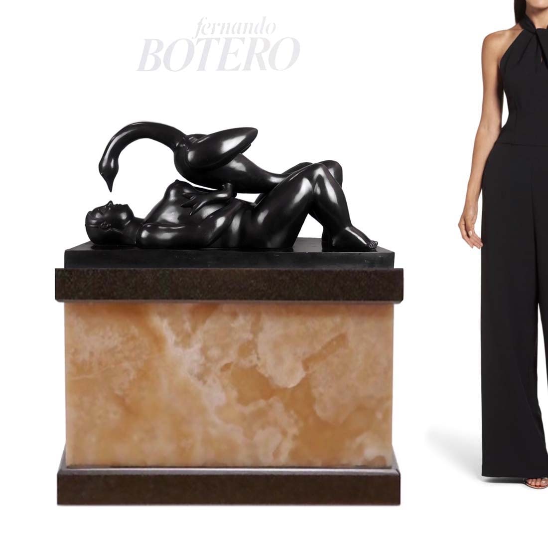 Leda & Swan, A Large FERNANDO BOTERO Bronze Sculpture: Leda & Swan, A Large FERNANDO BOTERO Bronze Sculpture, Signed & Numbered. Note: The base is NOT included! H 15" x L 28.1/2" x 14.1/2"