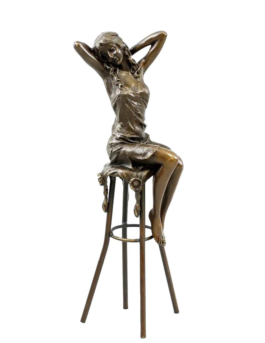 Josephine, A Bronze Figurine By "Pierre Collinet": A Pierre Collinet "Seated Lady" Bronze Statue. The sculpture has Foundry Mark & Signed. H 10.1/4" x W 3.1/8", Weight: 1.63 lbs