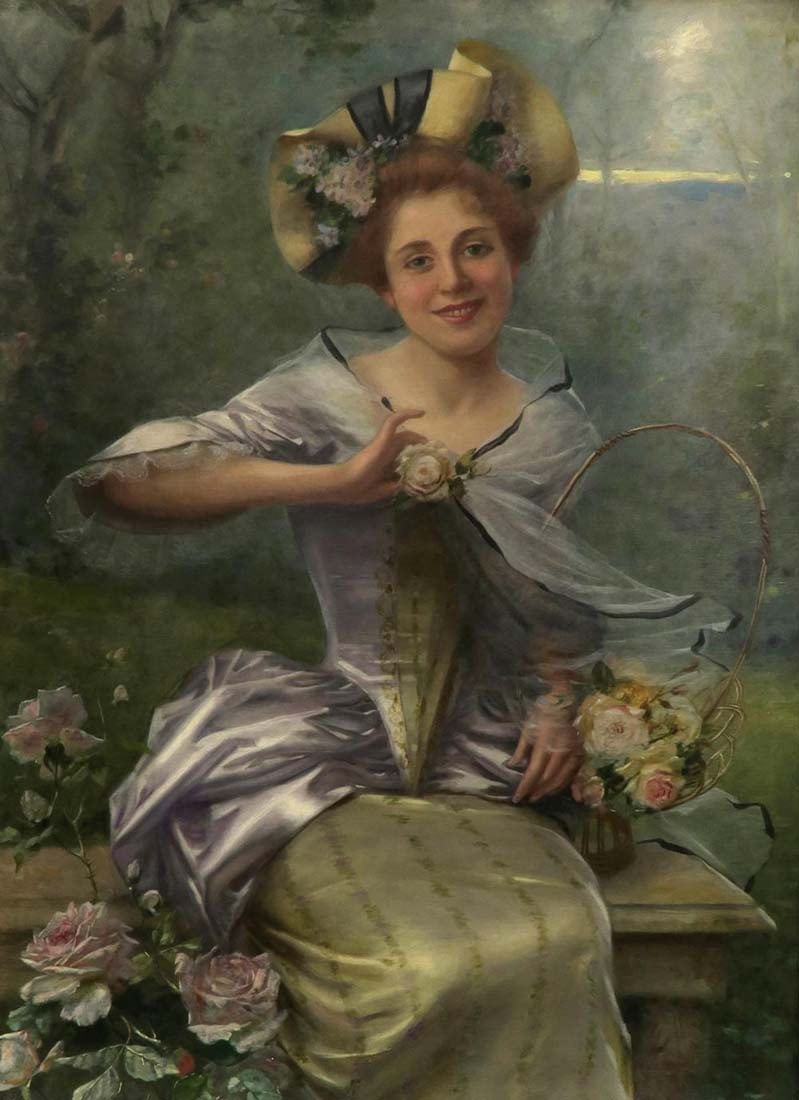 Large Oreste Costa (1851-1901) Oil on Canvas Painting - 2