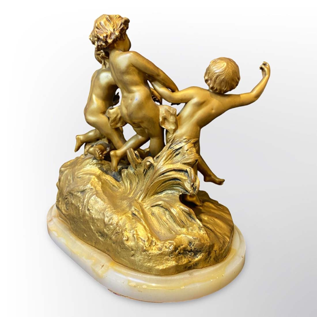 19th C. French Bronze Figurine Group Statue, Charlotte Monginot Signed - 3
