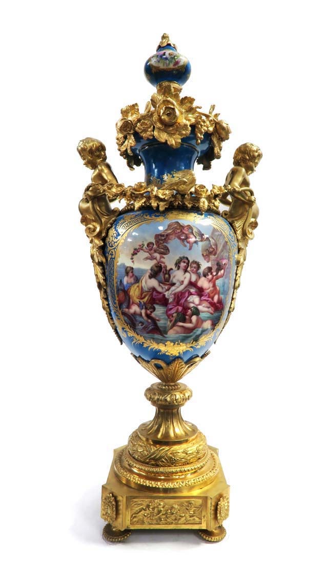 A Pair of Large 19th C. Sevres Hand Painted Bronze Figural Vases - 4