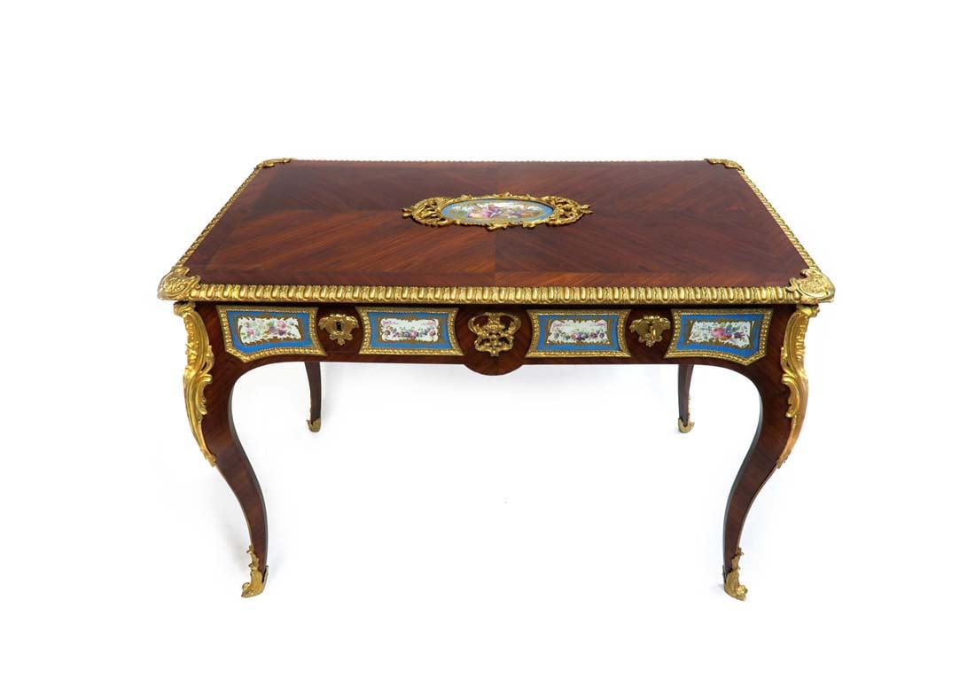 Louis XV Style Gilt Bronze & Sevres Mounted Ladies Desk - 2