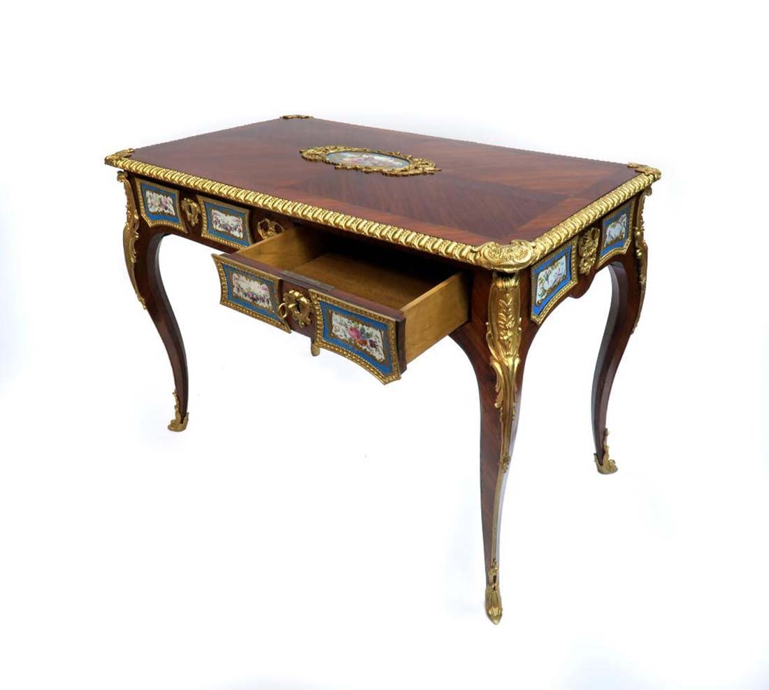 Louis XV Style Gilt Bronze & Sevres Mounted Ladies Desk - 6