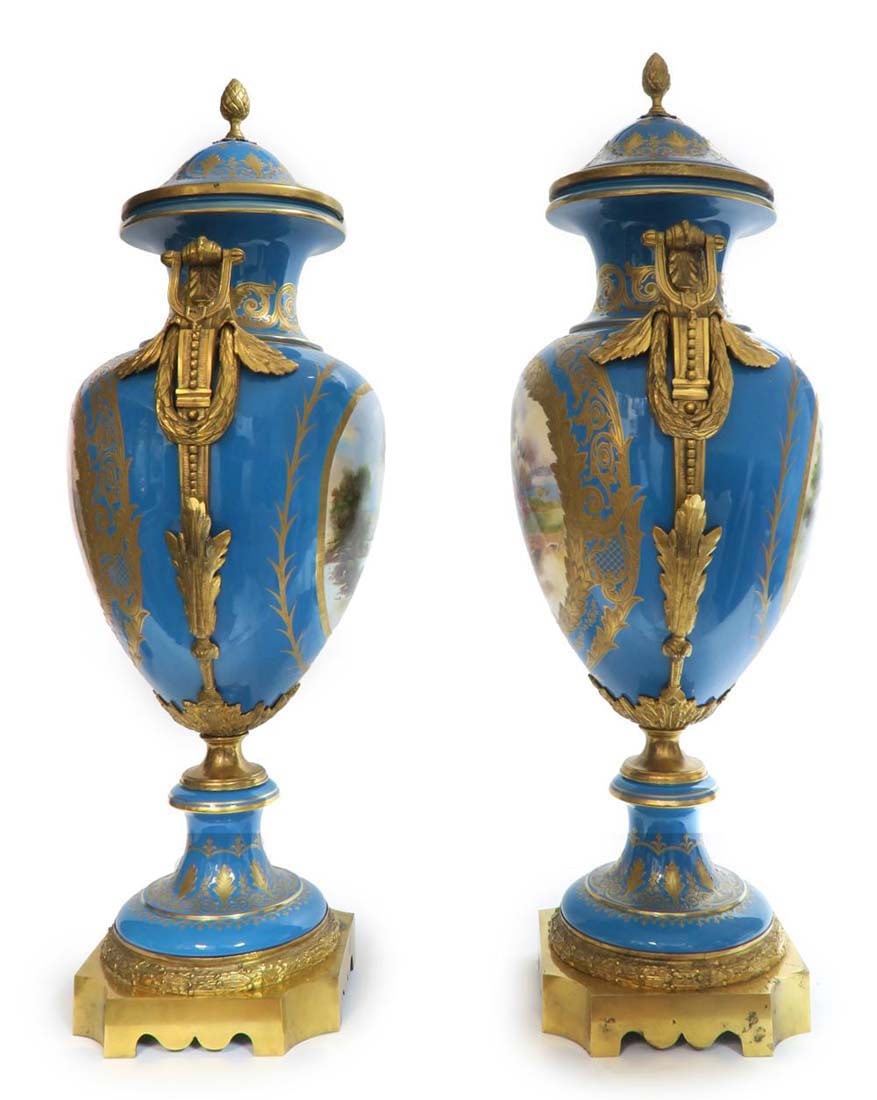 Monumental Pair of French Bronze Mounted Sevres Vases - 5