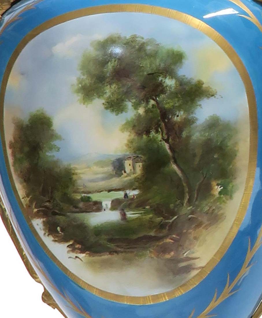 Monumental Pair of French Bronze Mounted Sevres Vases - 8