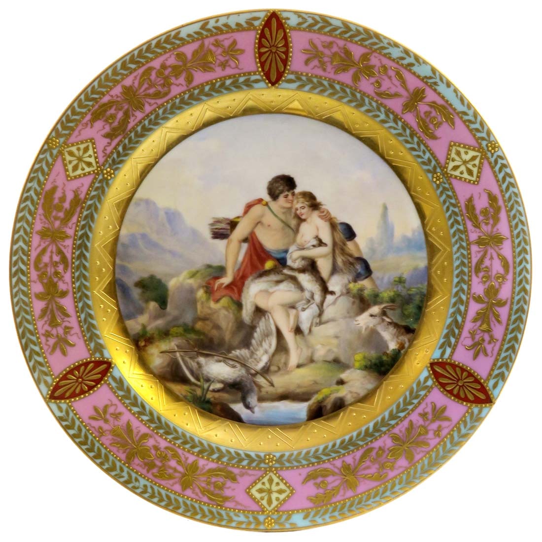 19th C. Royal Vienna Hand Painted Plate: 19th C. Austrian Royal Vienna Hand Painted Porcelain Plate, Hallmarked & Signed. D 8"