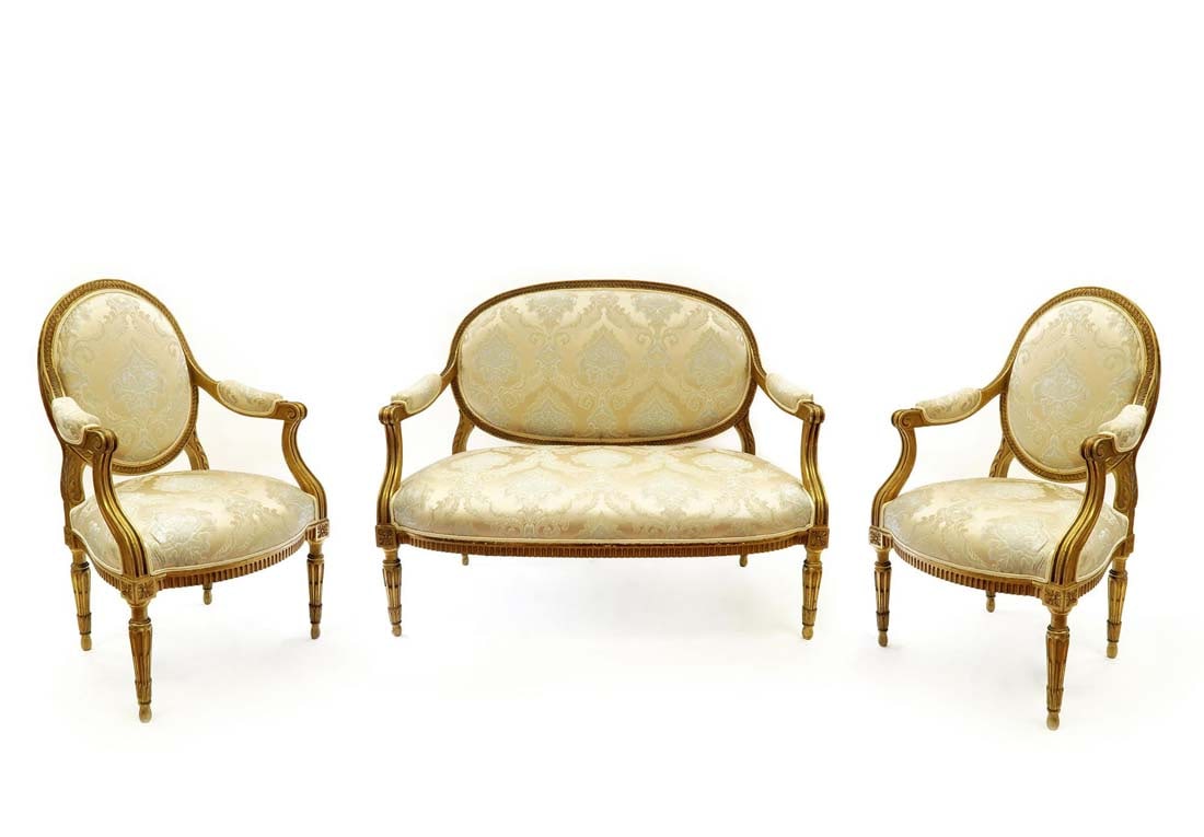 Napoleon III Suite of Upholstered Furniture Set,19th C.: Napoleon III Suite of Upholstered Furniture Set,19th Century. Sizes: H 39" x 46" x 25" (love-seat), H 37.1/2" x 20.1/2" x 23" (Both)