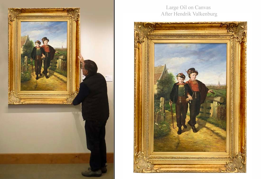 An After Hendrik Valken Large Oil on Canvas Framed Painting, Artist Signed (1 of 6)
