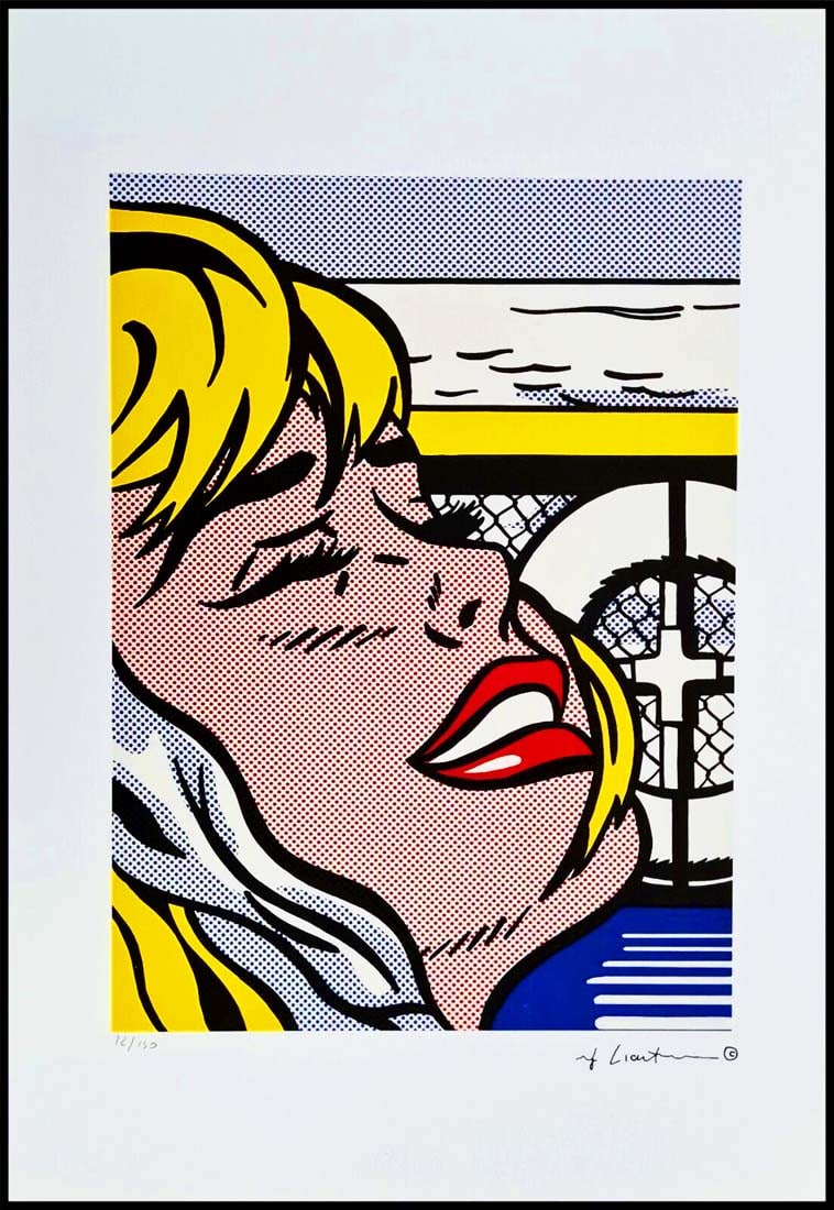 ROY LICHTENSTEIN's Shipboard Girl, A Limited Edition Lithography Print: Shipboard Girl, A Roy Lichtenstein Signed Limited Edition Original Lithograph print. numbered #62/150. Dry Stamp of the Publisher STYRIA STUDIO, Stamp Castelli Graphics New York on back. Overall size: