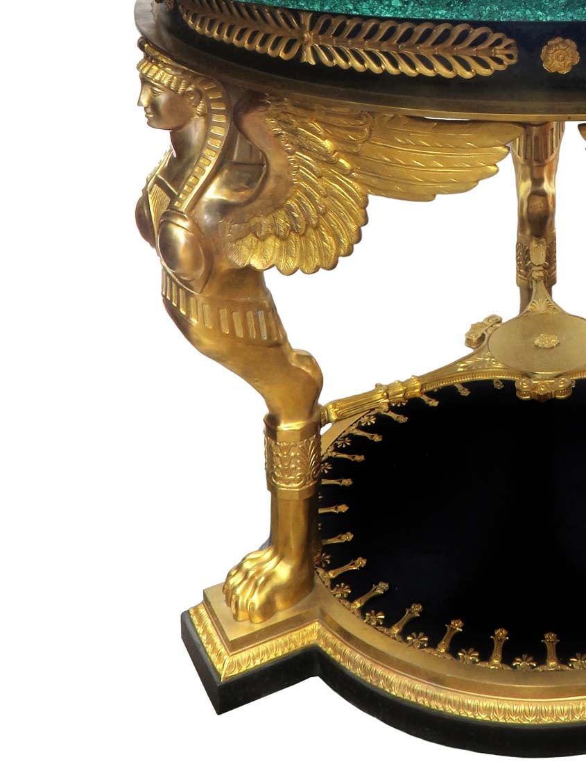 A Large Italian Figural Bronze & Malachite Center Table - 3