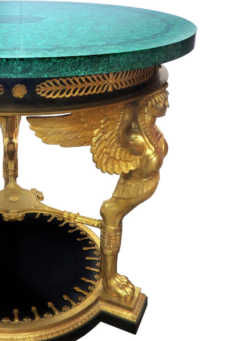 A Large Italian Figural Bronze & Malachite Center Table - 4