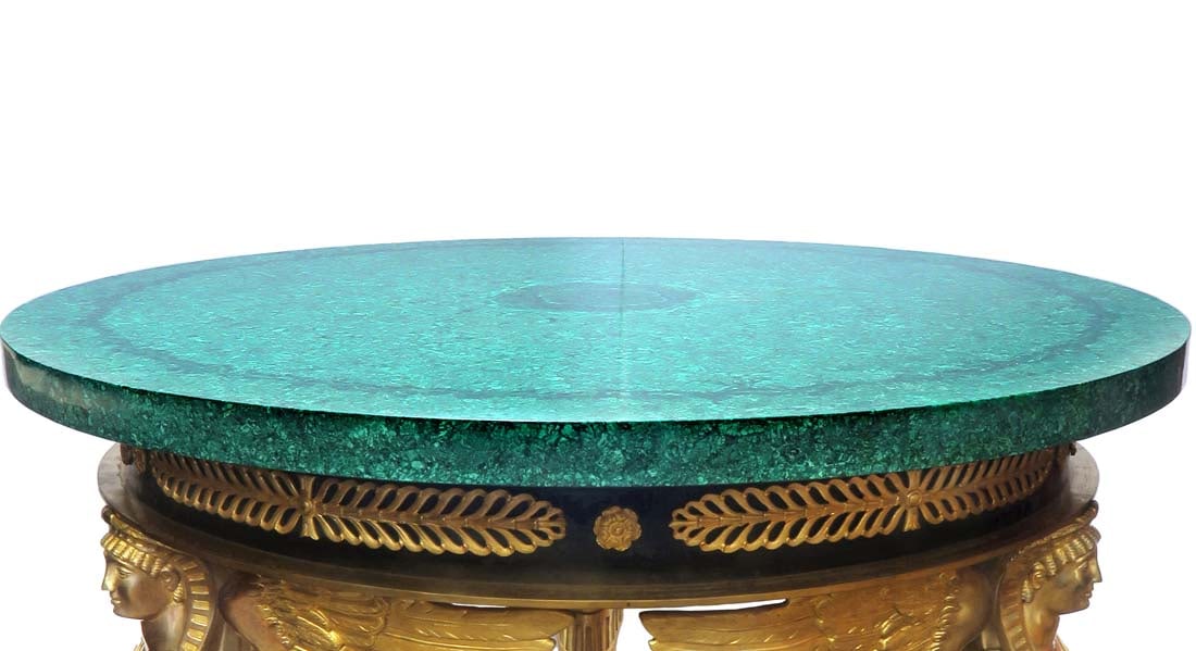 A Large Italian Figural Bronze & Malachite Center Table - 5