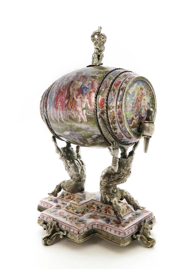 Viennese/Austrian Enamel on Silver Figural Decanter (1 of 6)