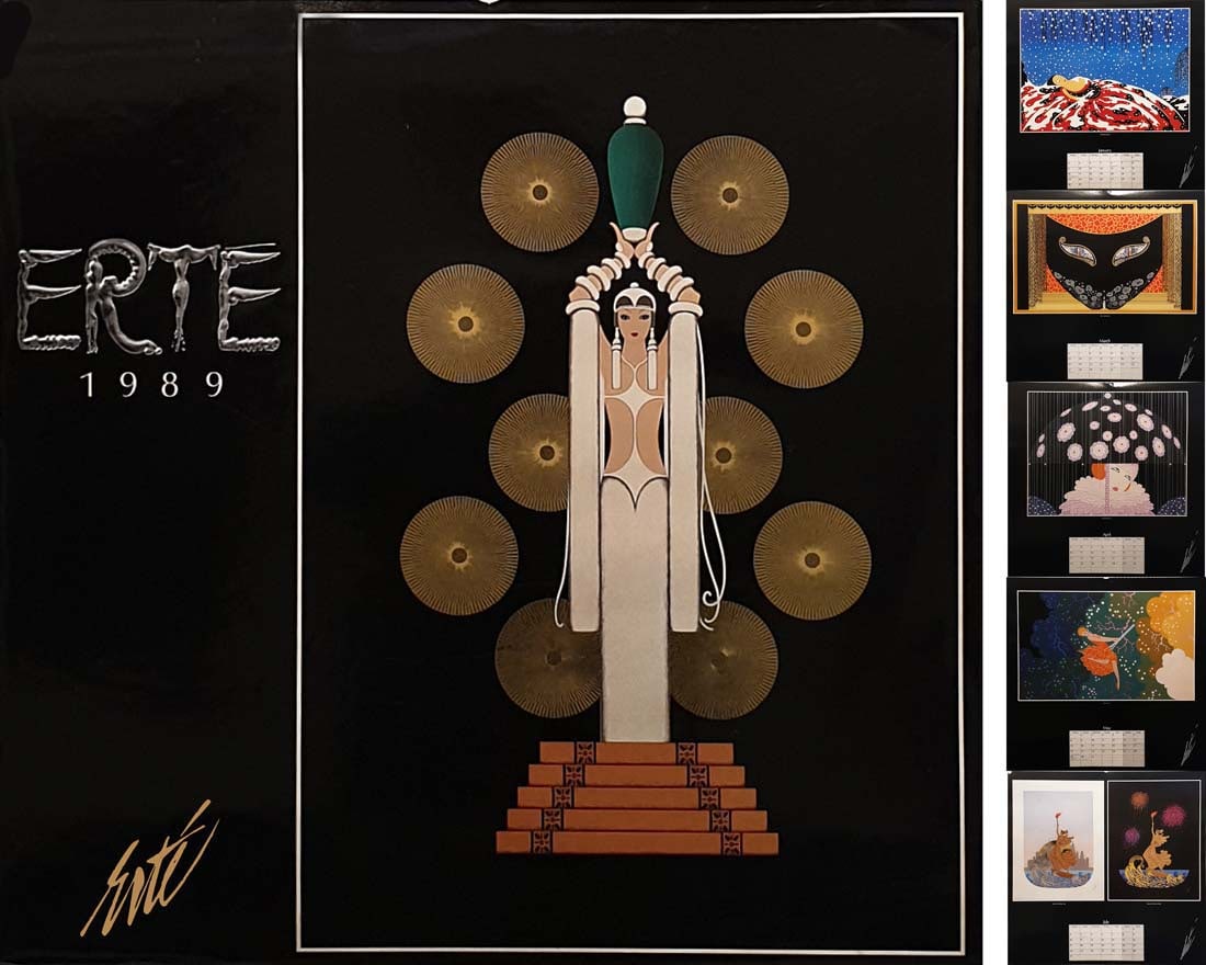 A Vintage ERTE 1989 Lithograph Wall Calendar, 12 Pages (1 of 15)