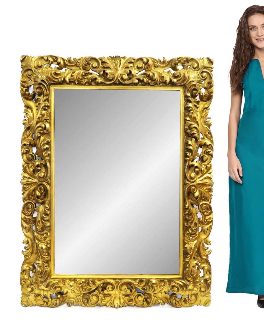 A Large 19th C. French Carved Gilt Wood Mirror: A Large 19th C. French Carved Gilt Wood Mirror. 52" x 40"