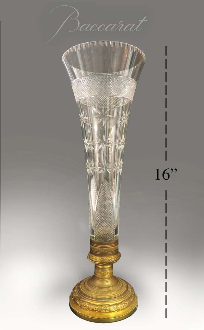 19th C. French Baccarat Crystal & Bronze Vase (1 of 1)